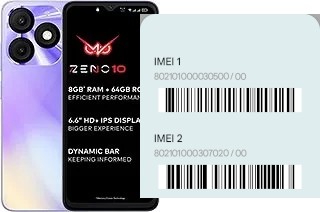 Como ver o código IMEI em Zeno 10