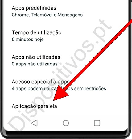 Configurações do Aplicação paralela Android