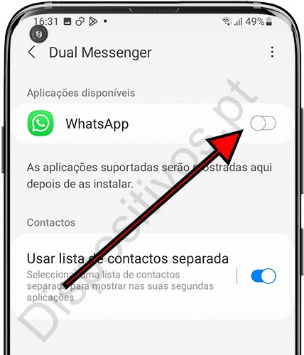 Ative Dual Messenger no Samsung