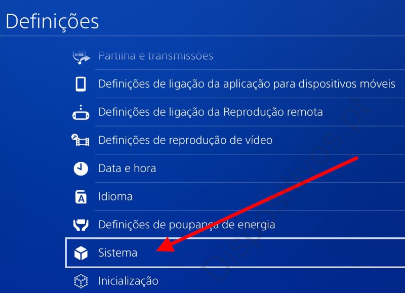 Configurações do sistema PlayStation 4