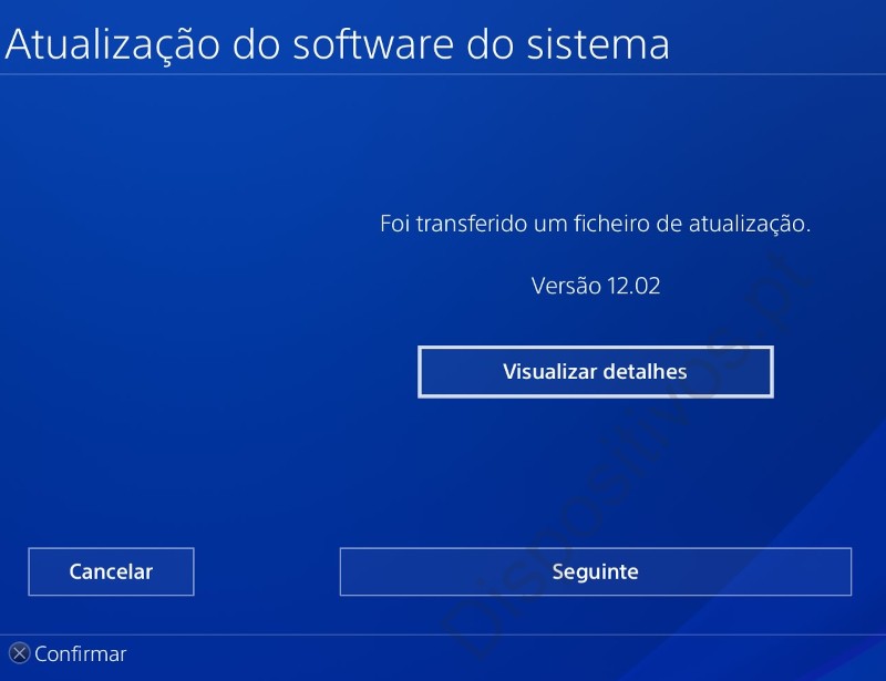 Detalhes da atualização do PS4