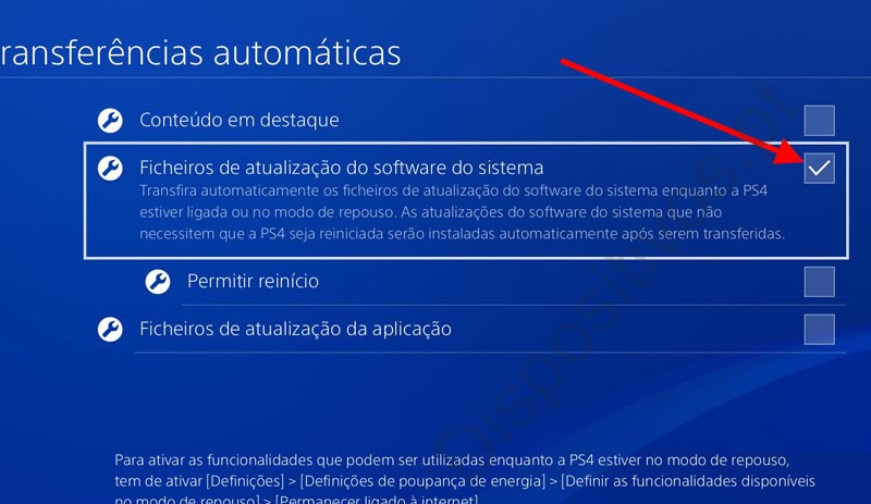 Download automático de atualizações PlayStation 4