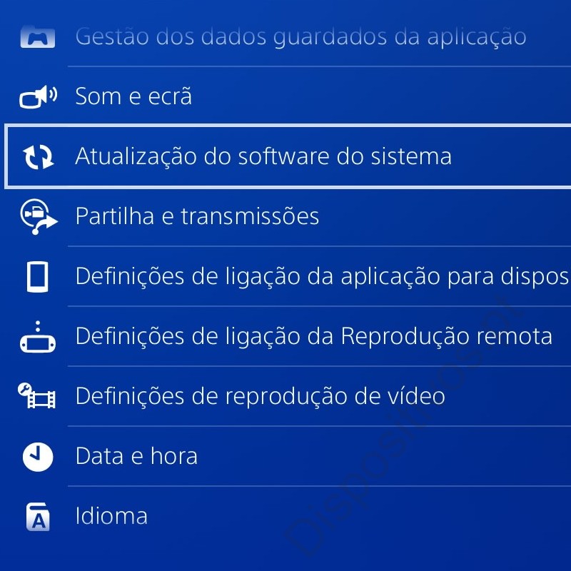 Actualização software sistema PS4