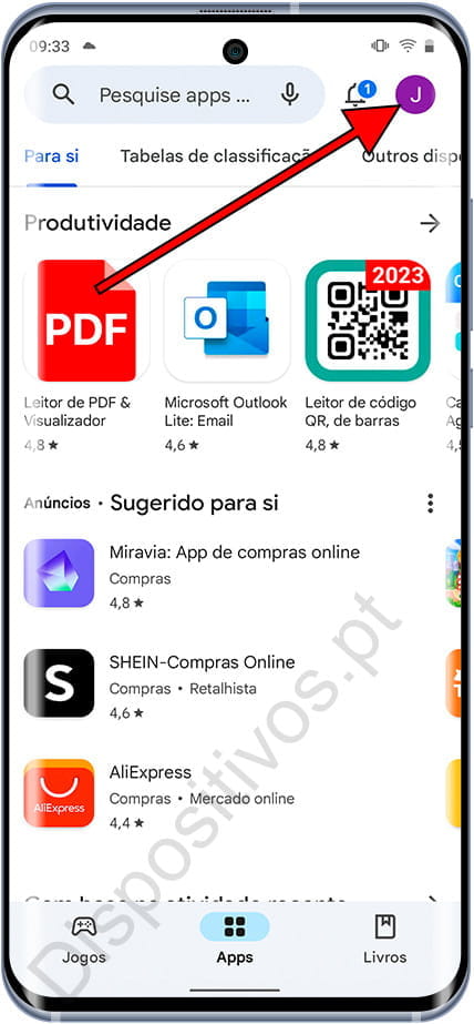 Conta Google Play Android