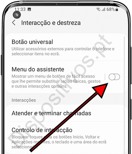 Ativar menu de assistência Samsung Galaxy