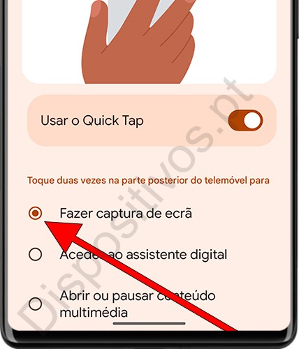 Fazer captura de tela com toque rápido