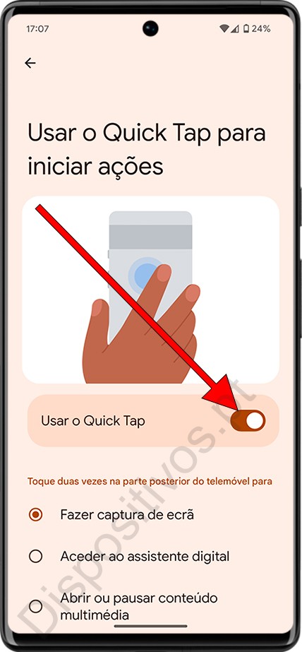 Usar o Quick Tap
