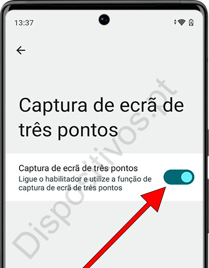 Ative a captura de tela com três dedos Android