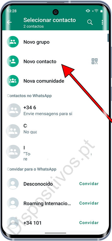 Novo contato do WhatsApp