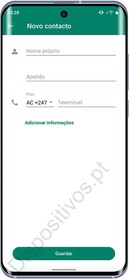 Novo formulário de contato do WhatsApp para Androi