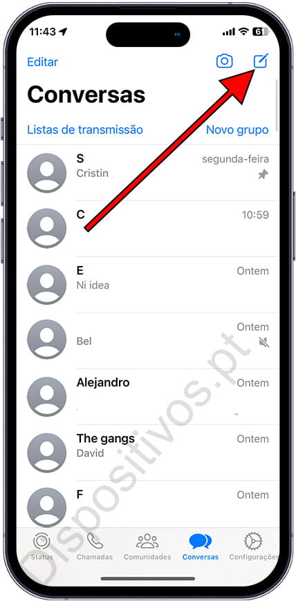 Nova conversa do WhatsApp para iPhone