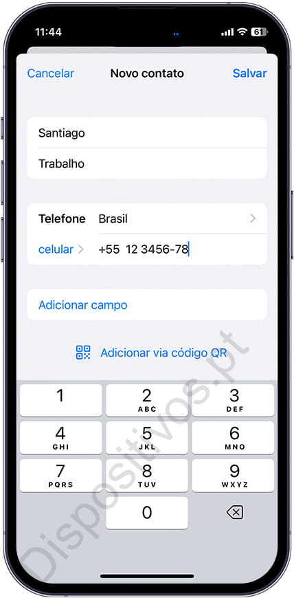 Criar contato do WhatsApp para iPhone