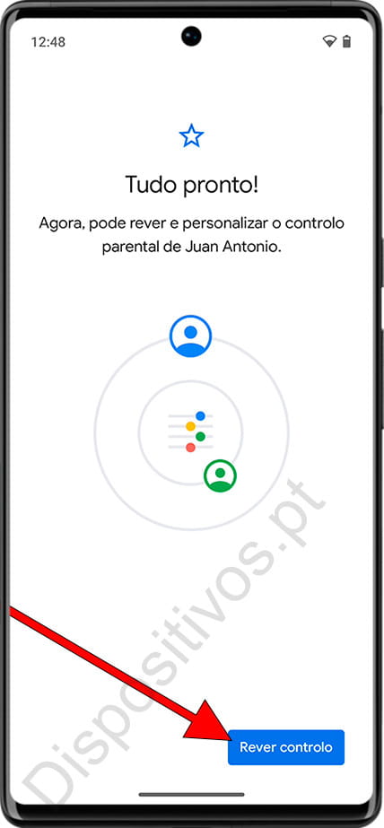 Controles dos pais configurados corretamente no Android