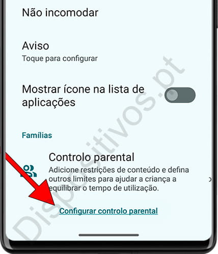 Configure controlo parental no Android