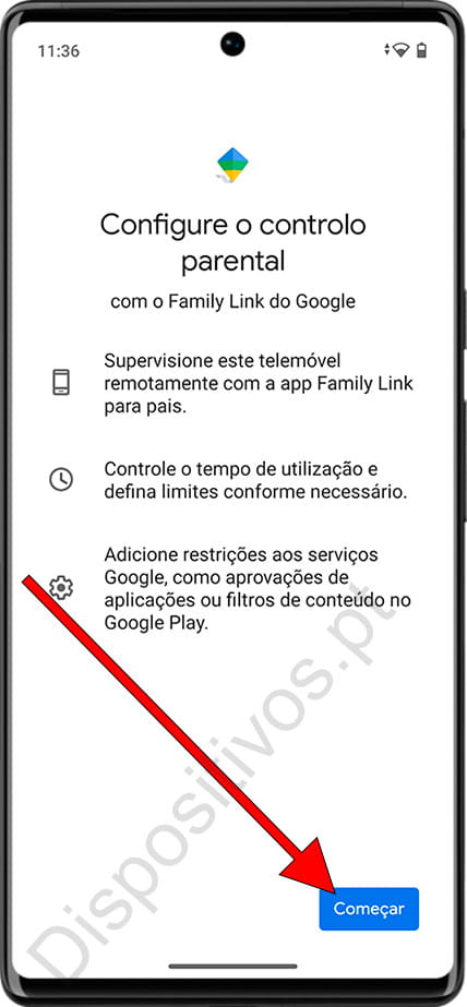 Inicie a configuração do controle parental no Android