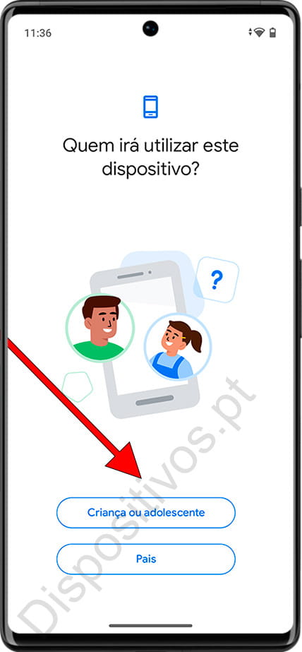 Escolha quem usará o dispositivo no controle parental