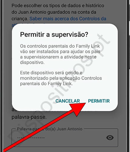 Permitir monitoramento de controle parental no Android