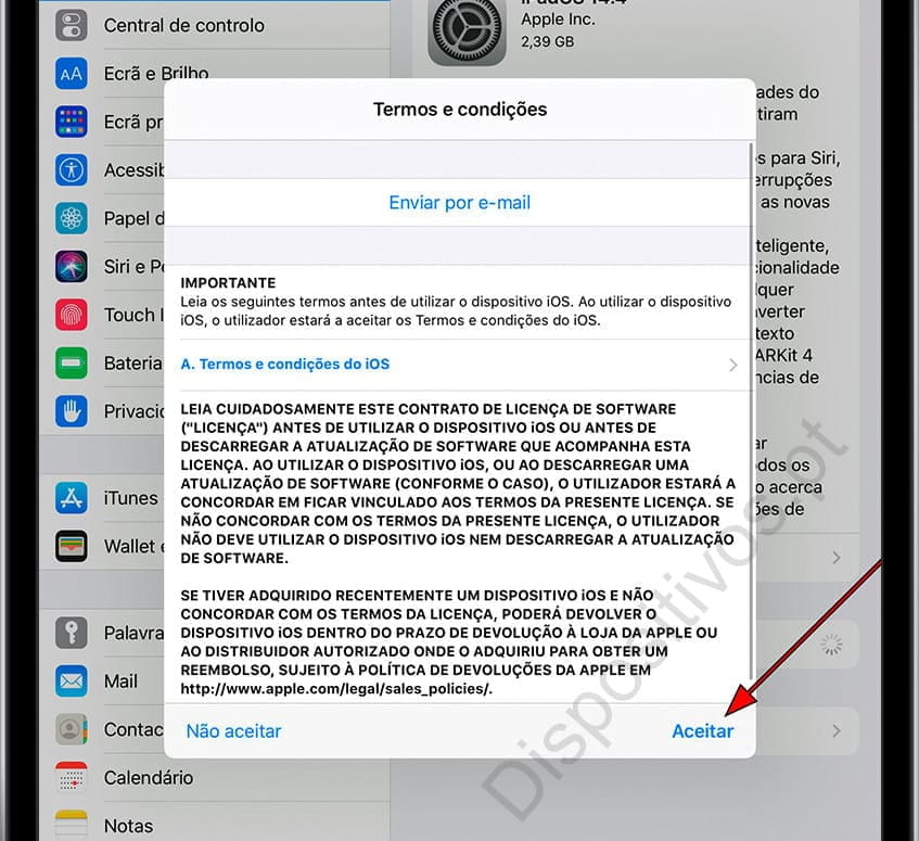 Instalar atualização iPad