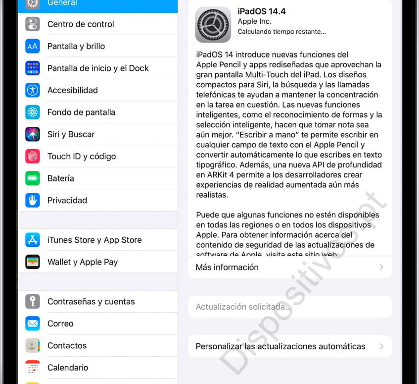 Verificando a atualização do iPad