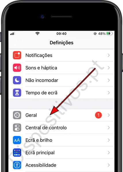 Definições geral iPhone