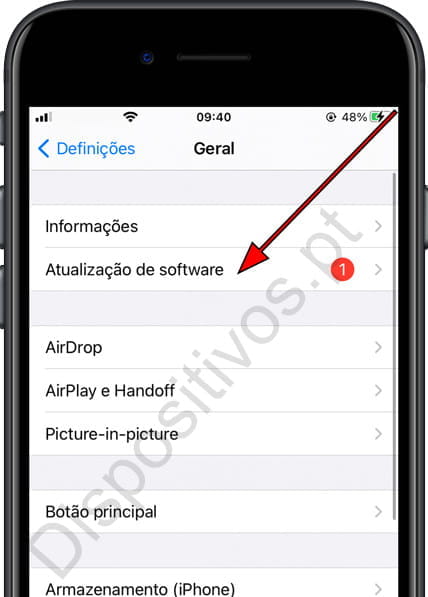 Atualização de software iPhone