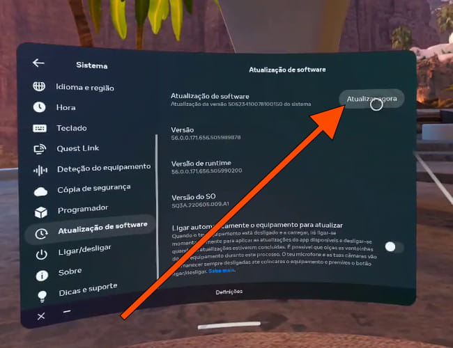 Botão de atualização do Meta Quest