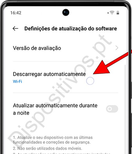 Atualização automática de download no Realme