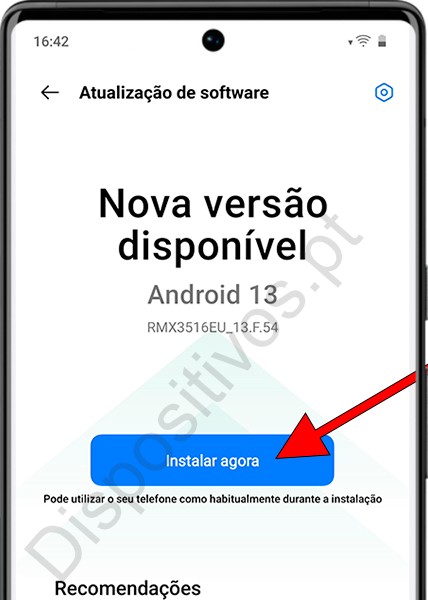 Instalar atualização de software Realme