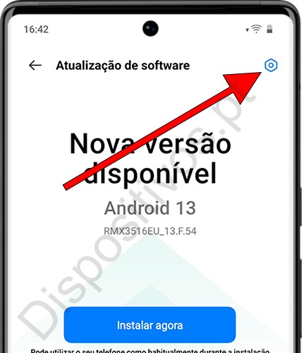 Opções de atualização de software Realme