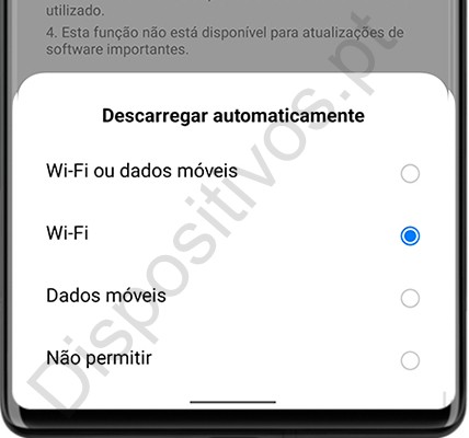 Opções de download automático de atualização no Realme