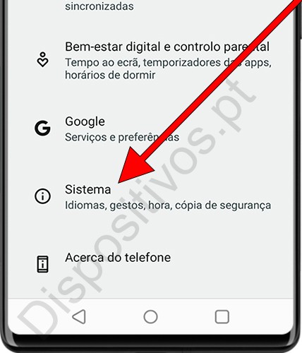 Configurações do sistema Realme