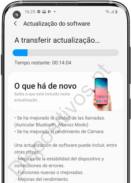 A transferir actualização Samsung