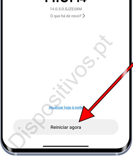 Reiniciar após atualização Xiaomi