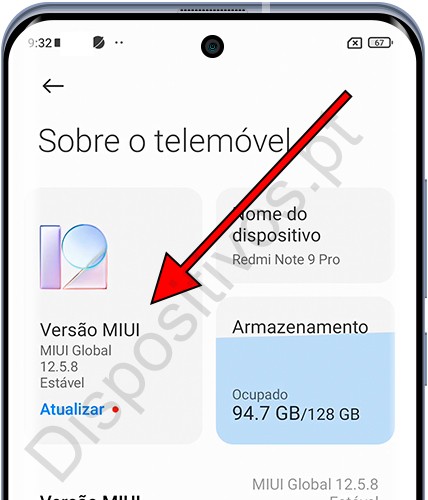 Versão do MIUI Xiaomi