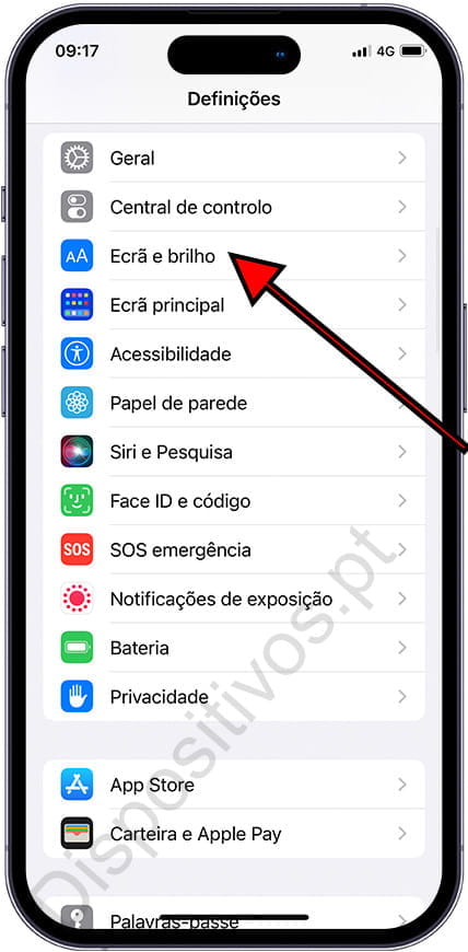Ecrã e brilho do iPhone