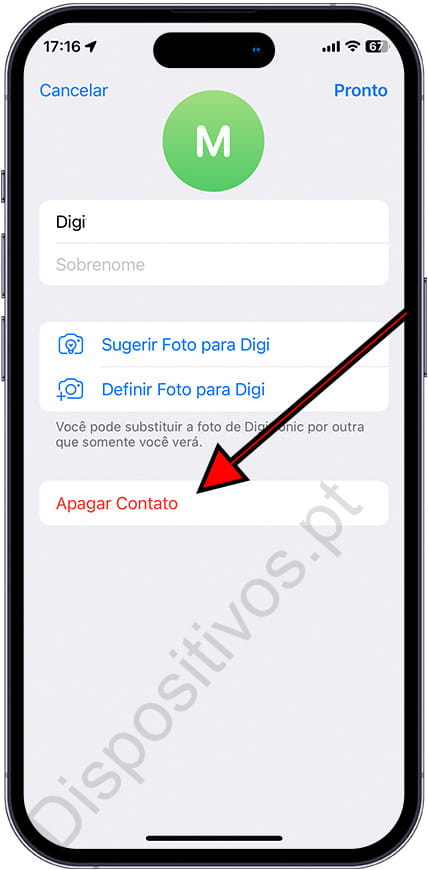 Editar contato do Telegram no iPhone