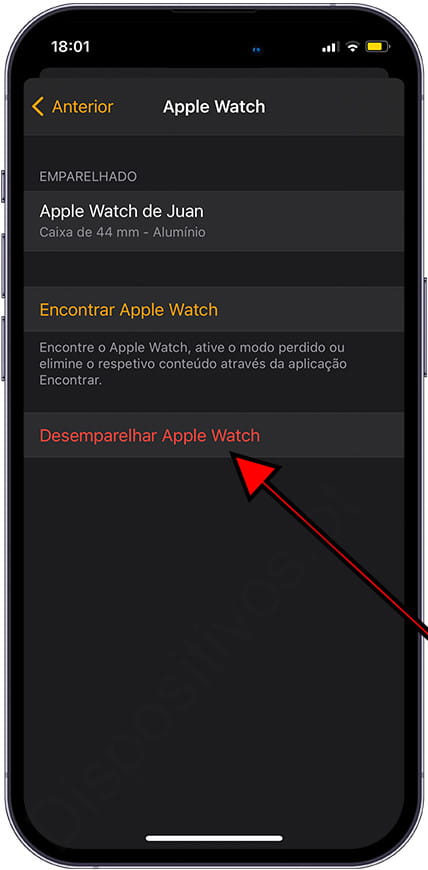 Desemparelhar Apple Watch