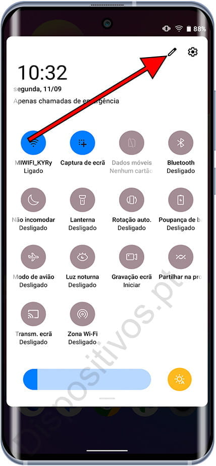 Editar painel de atalhos do Android