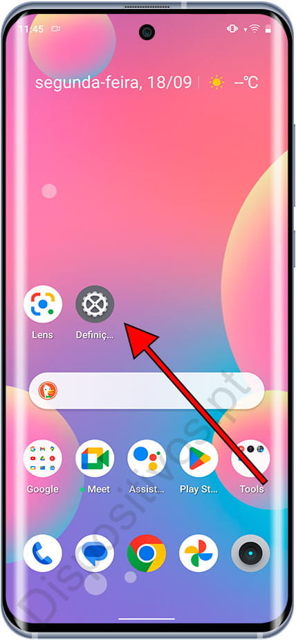 Configurações do telefone Android