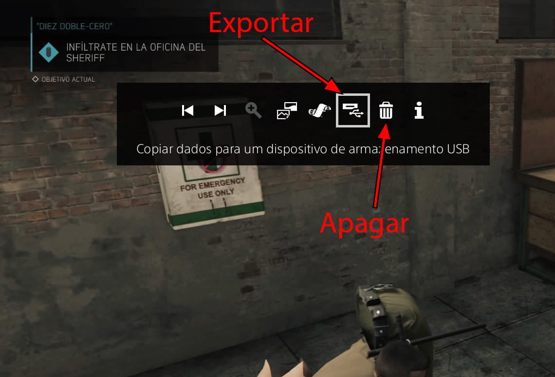 Exportar ou excluir captura de tela do PS4