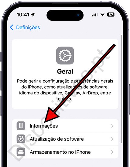 Informações gerais do iPhone