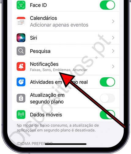 Notificações de app no iPhone