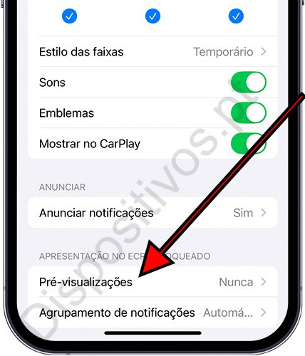 Visualizar notificações de app no iPhone