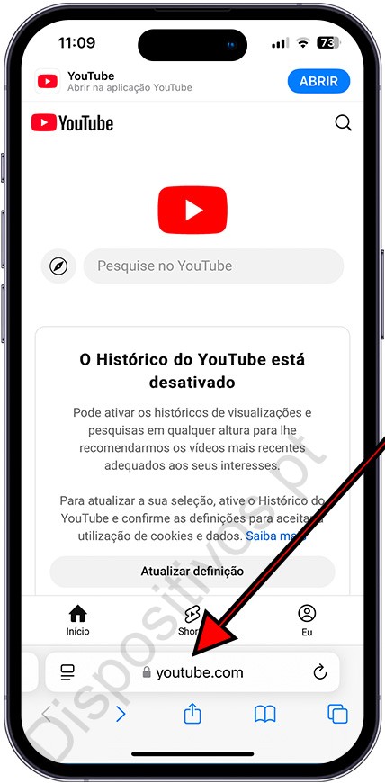 Abrir YouTube no navegador web