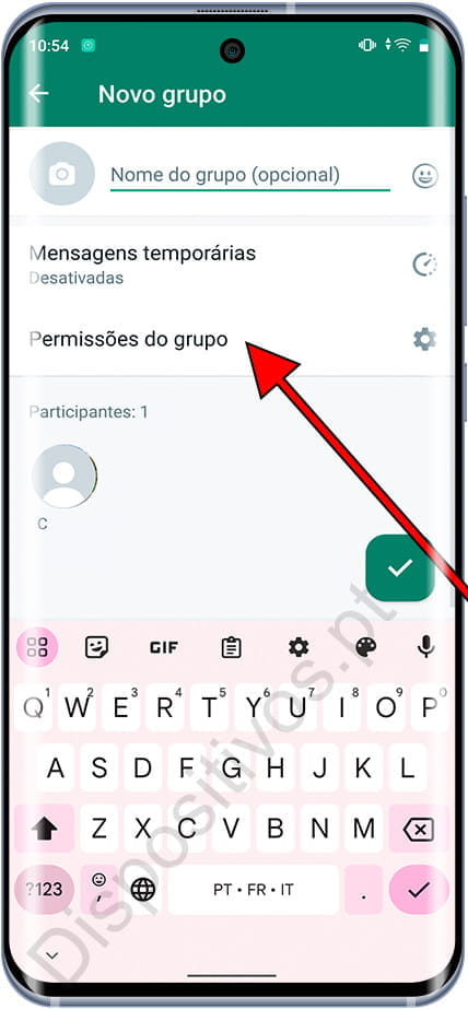 Permissões de grupo do WhatsApp