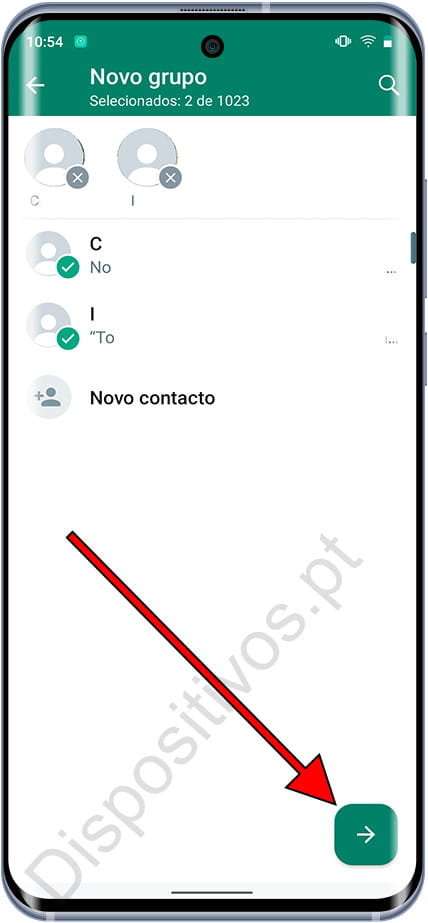 Selecione os contatos do grupo WhatsApp