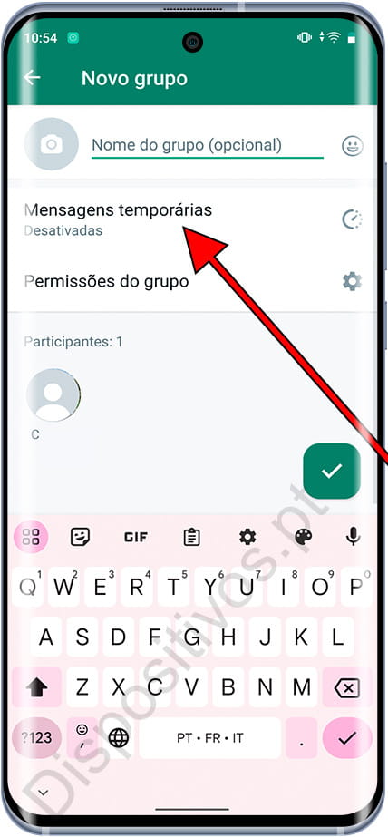 Mensagens temporárias do WhatsApp