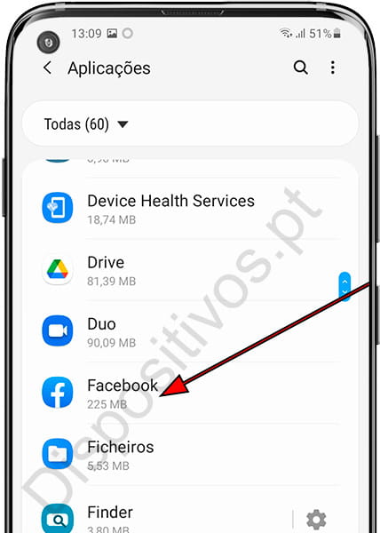 Lista de aplicativos de telefone Samsung