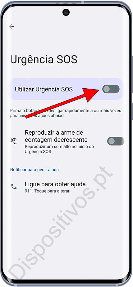 Ativar emergência SOS Android