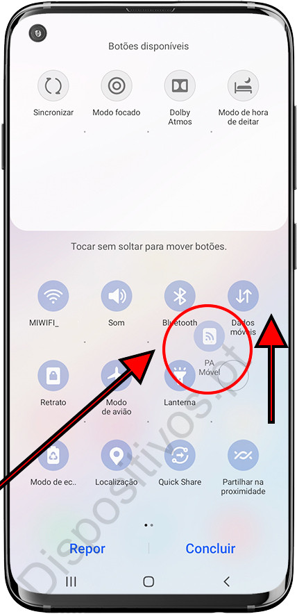 Mover botão de atalho Samsung